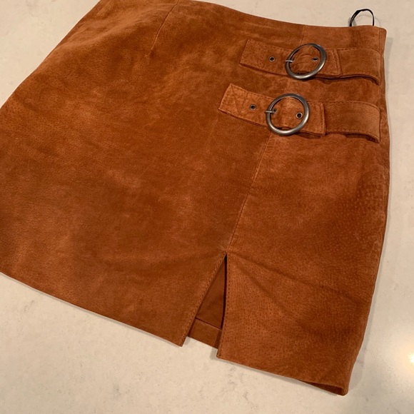 BlankNYC 100% Leather Skirt- Mustard/Camel Sz 25 - Picture 3 of 10